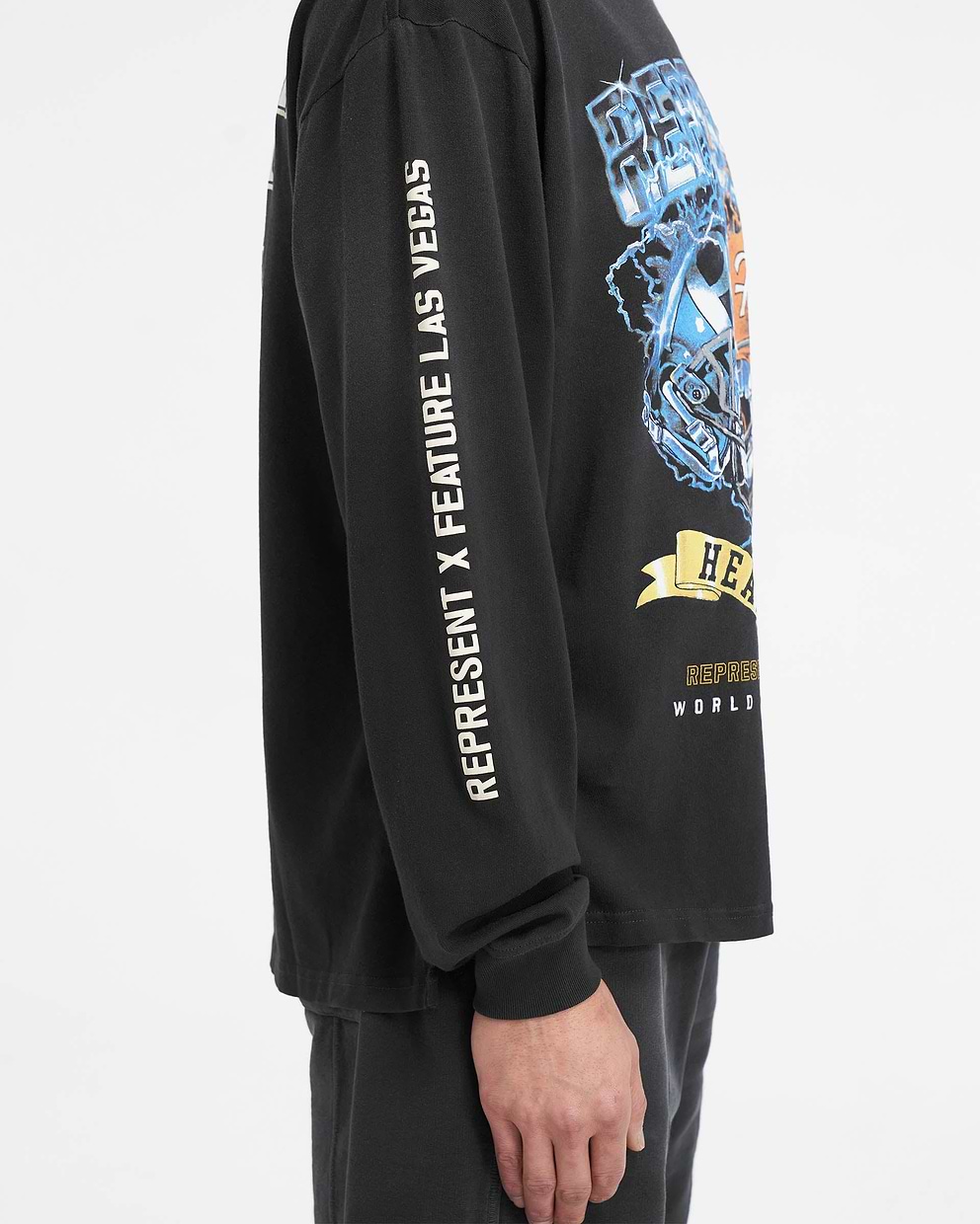 Represent X Feature Head 2 Head Long Sleeve T-Shirt - Stained Black